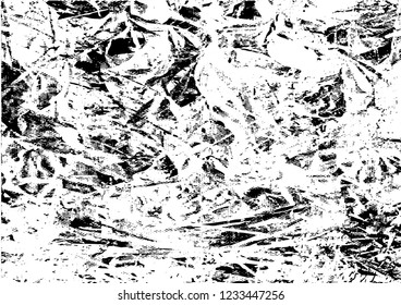 Distressed background in black and white texture from leaves, with dots, spots, scratches and lines. Abstract vector illustration