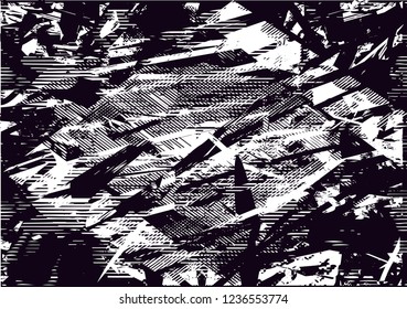 Distressed background in black and white texture from leaf with dots, spots, scratches and lines. Abstract vector illustration