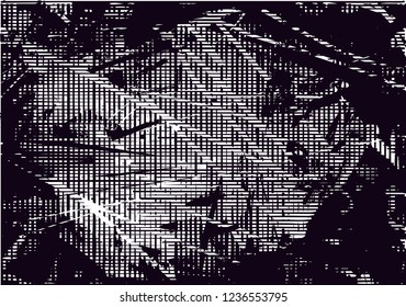 Distressed background in black and white texture from leaf with dots, spots, scratches and lines. Abstract vector illustration