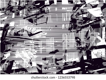 Distressed background in black and white texture from leaf with dots, spots, scratches and lines. Abstract vector illustration