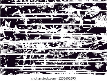 Distressed background in black and white texture with  dark spots, scratches and lines. Abstract vector illustration