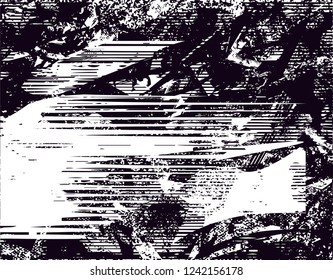 Distressed background in black and white texture with  dark spots, scratches and lines. Abstract vector illustration