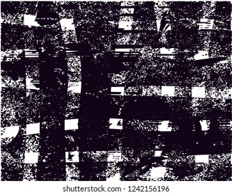 Distressed background in black and white texture with  dark spots, scratches and lines. Abstract vector illustration