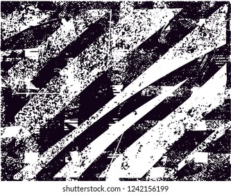 Distressed background in black and white texture with  dark spots, scratches and lines. Abstract vector illustration