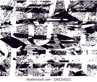 Distressed background in black and white texture with  dark spots, scratches and lines. Abstract vector illustration