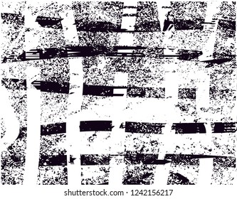 Distressed background in black and white texture with  dark spots, scratches and lines. Abstract vector illustration