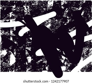 Distressed background in black and white texture with  dark spots, scratches and lines. Abstract vector illustration
