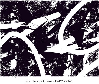 Distressed background in black and white texture with  dark spots, scratches and lines. Abstract vector illustration