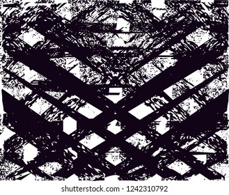 Distressed background in black and white texture with  dark spots, scratches and lines. Abstract vector illustration