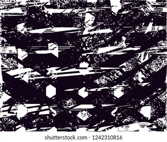 Distressed background in black and white texture with  dark spots, scratches and lines. Abstract vector illustration