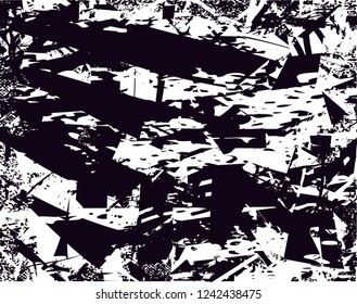 Distressed background in black and white texture with  dark spots, scratches and lines. Abstract vector illustration
