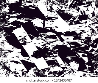 Distressed background in black and white texture with  dark spots, scratches and lines. Abstract vector illustration
