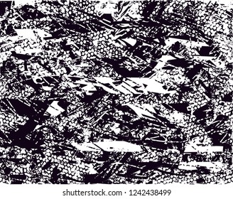 Distressed background in black and white texture with  dark spots, scratches and lines. Abstract vector illustration