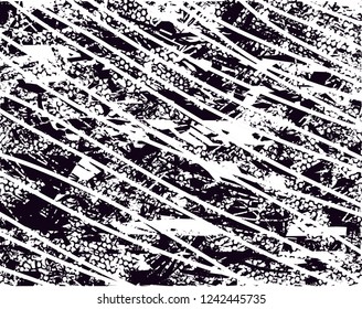 Distressed background in black and white texture with  dark spots, scratches and lines. Abstract vector illustration