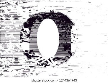 Distressed background in black and white texture with  ovals, circles, dark spots, scratches and lines. Abstract vector illustration