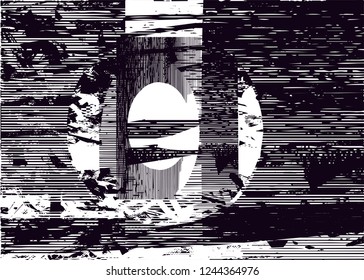 Distressed background in black and white texture with  ovals, circles, dark spots, scratches and lines. Abstract vector illustration