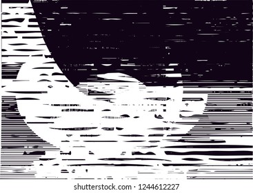 Distressed background in black and white texture with  ovals, circles, dark spots, scratches and lines. Abstract vector illustration