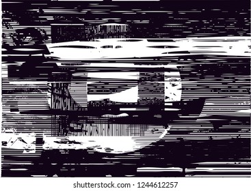 Distressed background in black and white texture with  ovals, circles, dark spots, scratches and lines. Abstract vector illustration
