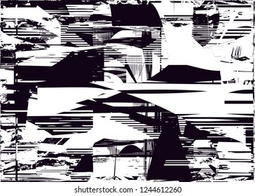 Distressed background in black and white texture with  ovals, circles, dark spots, scratches and lines. Abstract vector illustration