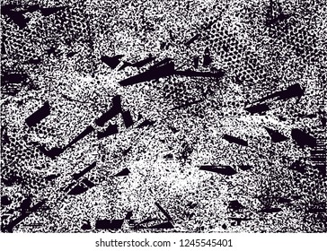 Distressed background in black and white texture with  dark spots, scratches and lines. Abstract vector illustration
