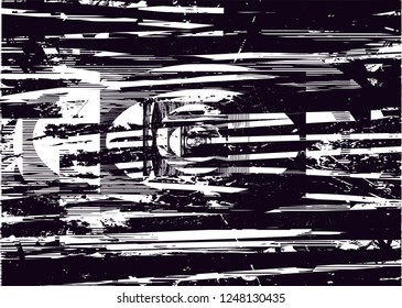 Distressed background in black and white texture with  dark spots, scratches and lines. Abstract vector illustration