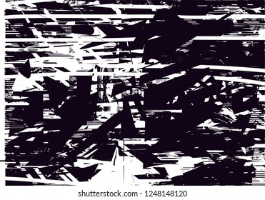 Distressed background in black and white texture with  dark spots, scratches and lines. Abstract vector illustration
