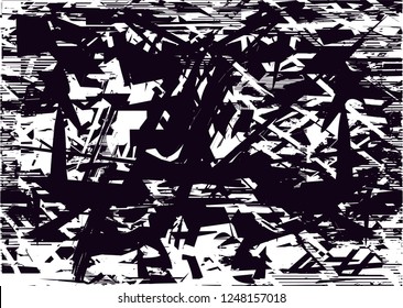 Distressed background in black and white texture with  dark spots, scratches and lines. Abstract vector illustration