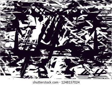 Distressed background in black and white texture with  dark spots, scratches and lines. Abstract vector illustration