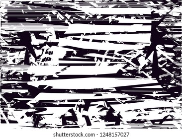 Distressed background in black and white texture with  dark spots, scratches and lines. Abstract vector illustration