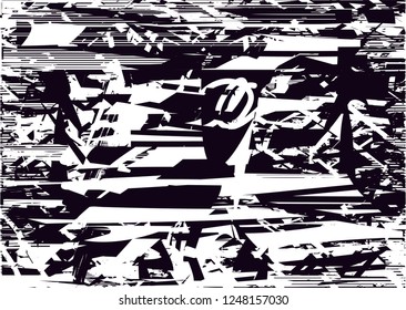 Distressed background in black and white texture with  dark spots, scratches and lines. Abstract vector illustration