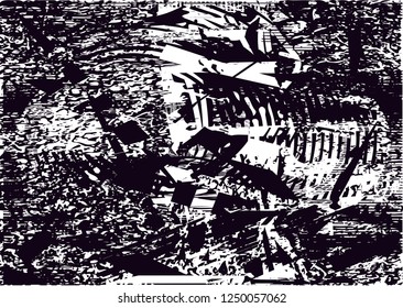 Distressed background in black and white texture with  dark spots, scratches and lines. Abstract vector illustration