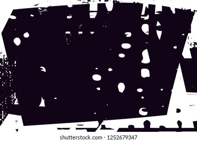 Distressed background in black and white texture with dots, spots, scratches and lines. Abstract vector illustration