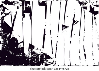 Distressed background in black and white texture with dots, spots, scratches and lines. Abstract vector illustration