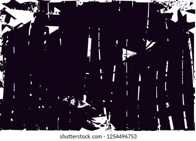 Distressed background in black and white texture with dots, spots, scratches and lines. Abstract vector illustration