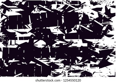 Distressed background in black and white texture with dots, spots, scratches and lines. Abstract vector illustration