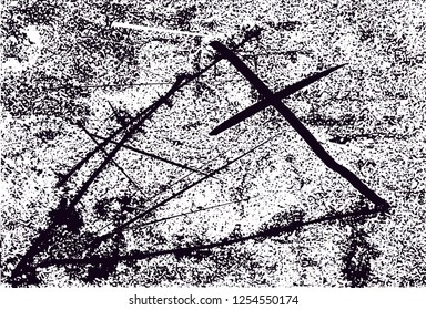 Distressed background in black and white texture with dots, spots, scratches and lines. Abstract vector illustration