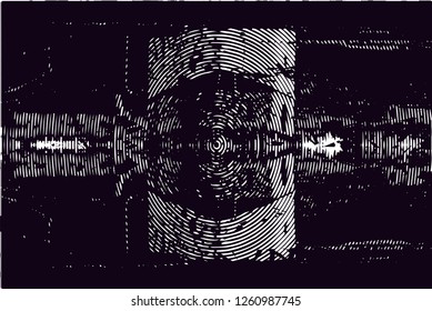 Distressed background in black and white texture from photo of medieval tower,with dots, spots, scratches and lines. Abstract vector illustration