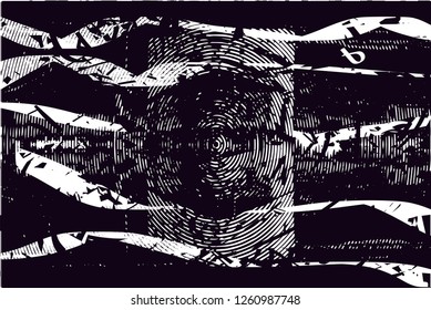 Distressed background in black and white texture from photo of medieval tower,with dots, spots, scratches and lines. Abstract vector illustration