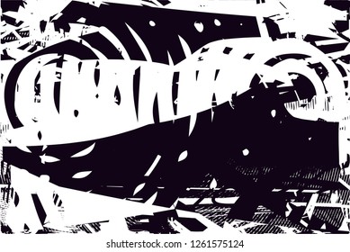 Distressed background in black and white texture with dots, spots, scratches and lines. Abstract vector illustration