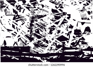 Distressed background in black and white texture from photo of medieval tower,with dots, spots, scratches and lines. Abstract vector illustration