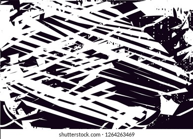 Distressed background in black and white texture with  dark spots, scratches and lines. Abstract vector illustration