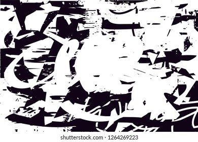 Distressed background in black and white texture with  dark spots, scratches and lines. Abstract vector illustration