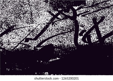 Distressed background in black and white texture with  dark spots, scratches and lines. Abstract vector illustration