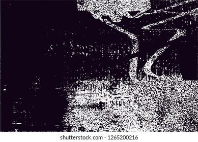 Distressed background in black and white texture with  dark spots, scratches and lines. Abstract vector illustration