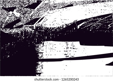 Distressed background in black and white texture with  dark spots, scratches and lines. Abstract vector illustration