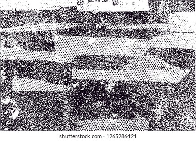 Distressed background in black and white texture with  dark spots, nets,scratches and lines. Abstract vector illustration