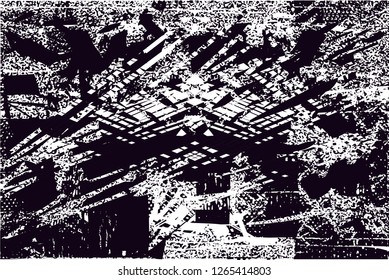 Distressed background in black and white texture with  dark spots, nets,scratches and lines. Abstract vector illustration