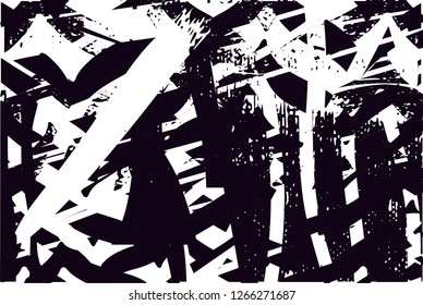 Distressed background in black and white texture with  dark spots, nets,scratches and lines. Abstract vector illustration