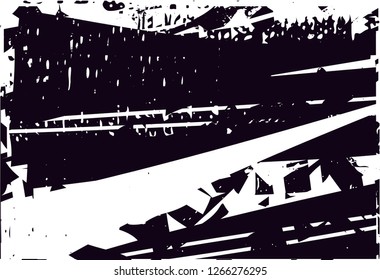 Distressed background in black and white texture with  dark spots, nets,scratches and lines. Abstract vector illustration