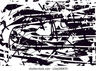 Distressed background in black and white texture with  dark spots, nets,scratches and lines. Abstract vector illustration